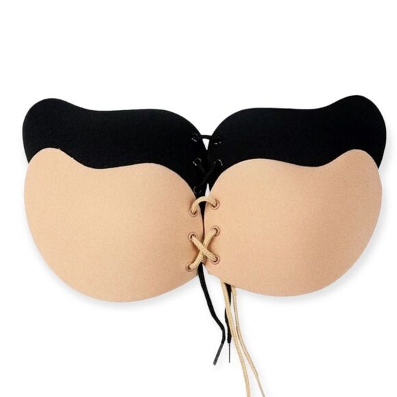 NEW Self Adhesive Strapless, Backless, Reusable Adjust Nude Black Bra Cups - Picture 5 of 6